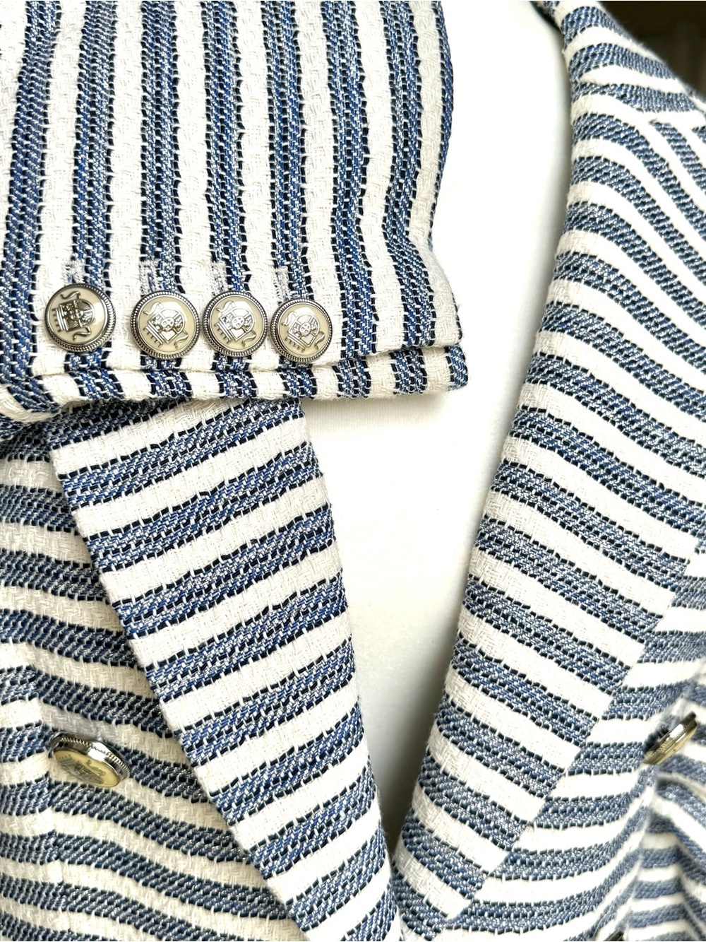 🆕 Veronica Beard Ryland Tweed Metallic Striped Skirt Suit Dickey Jacket - Picture 13 of 16